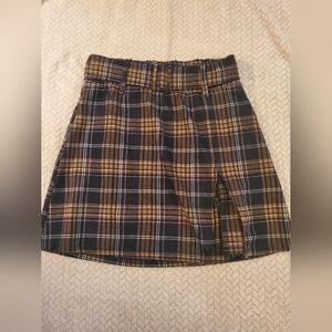 SO Women's Plaid Mini Skirt - Navy and Tan